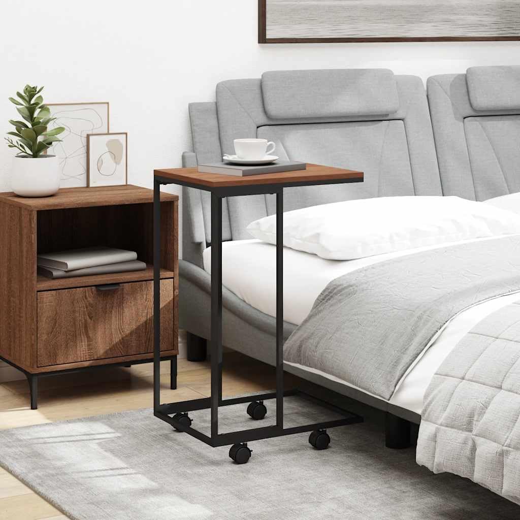 Mesa Auxiliar con Ruedas de contrachapado Negro 40x30x63,5 cm pequeña mesita de Centro de Salon para Sofa,Comedor,Dormitorio Balcon y Cafeteria