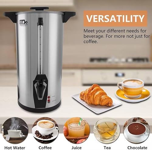 Miniatura 7 de Urna de café comercial de 75 tazas de 12L3.17 galones, cafetera de percolado grande de 950 W, dispensador de bebidas calientes con grifo doble sin