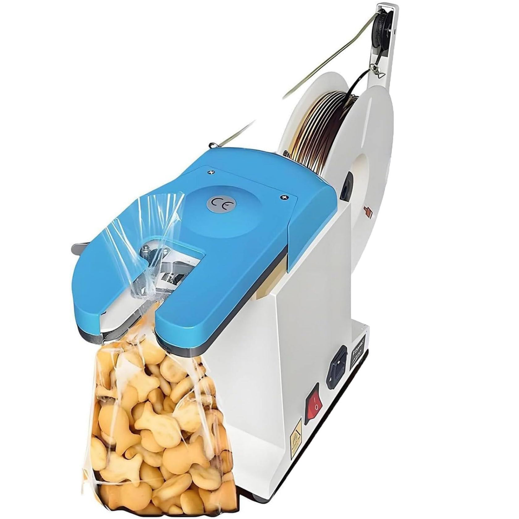 BOOZXCV Electric Semi Automatic Bag Closing Machine for Twisting Ties, Food Bag Tying for Bread Bags, Candy Bags, 40 Ties Per Minute, 0.1-1.2mm