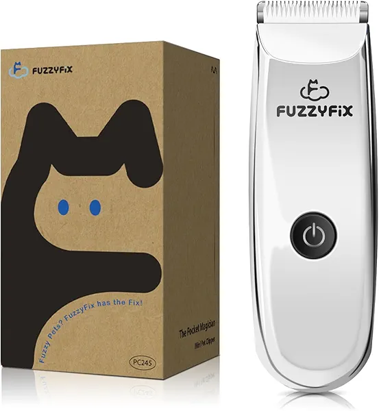 FuzzyFix Pet Grooming Clippers for Matted Hair Cat, Trimmer for Low Noise, Waterproof Portable USB Rechargeable Professional Cat Cippers for Dogs and Cats Eyes, Ears, and Paws Silver