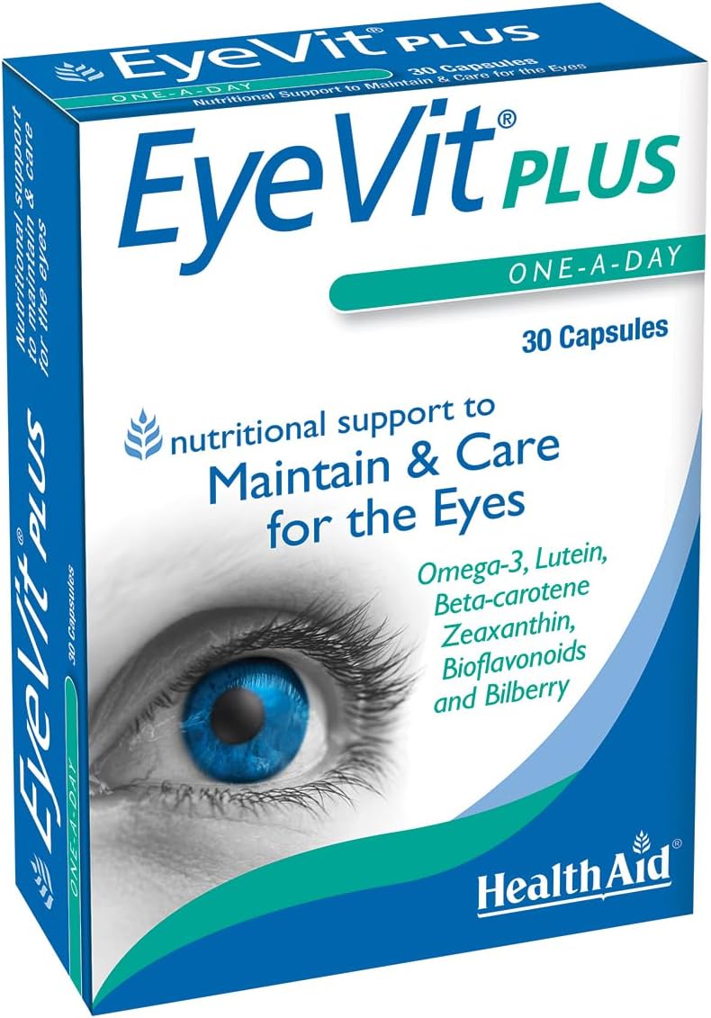 HealthAid EyeVit Plus with Lutein, Zeaxanthin, Vitamins & Minerals – Supports Normal Vision, Eye Health & Protection from Oxidative Stress – 30 Capsules