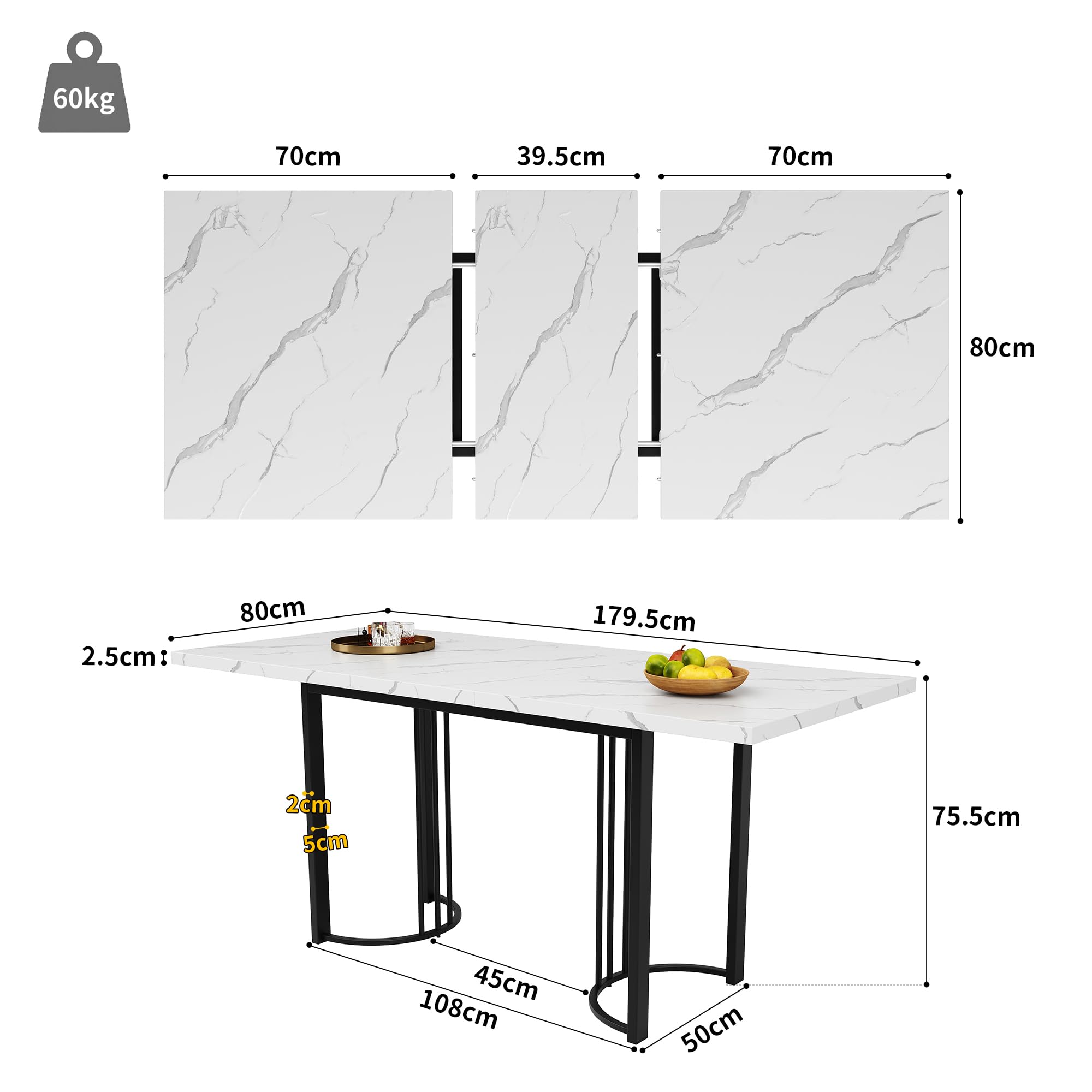 Zestaw do jadalni (9-częściowy), wysuwany zestaw do jadalni dla 8 osób, 140 x 80 cm, stół do jadalni z 8 krzesłami, stelaż z metalu, prostokątny stół do jadalni, krzesła z czarnego aksamitu