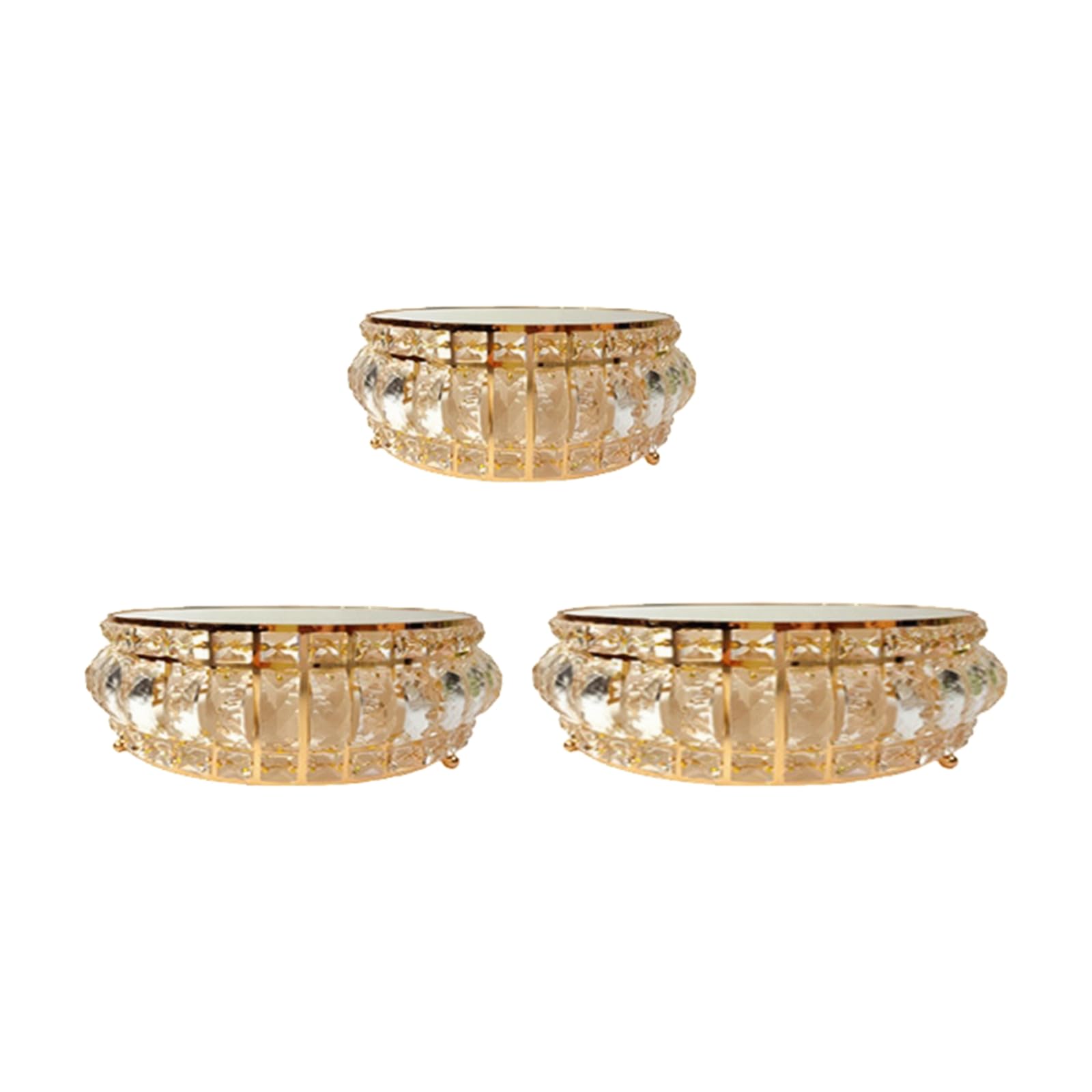 3 Pièces Présentoir à Gâteaux Rond en Métal Élégant Support Présentation Plat sur Pied pr Mariages, Fêtes, s