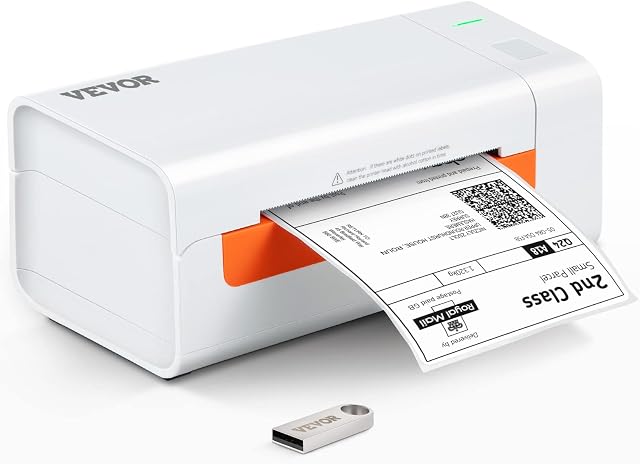 VEVOR Thermal Label Printer, 4x6 Label Printer, Thermal Label Maker with Automatic Label Recognition, Support Windows/MacOS/Linux, Compatible with Amazon, eBay, Etsy, UPS,etc