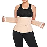 QEESMEI Postpartum Belly Band Abdominal Binder Post Surgery C-section Belly Binder Wrap Girdle Recovery Belt Back Support (Nude, X-Large)