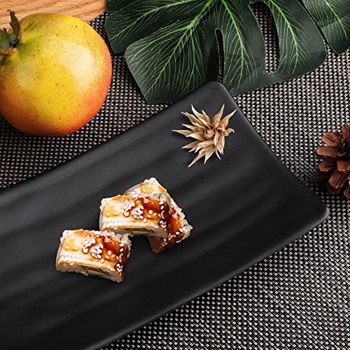 Plato para sushi rectangular de plástico negro miniatura 6