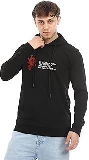 سويت شيرت بغطاء للرأس وطباعة قلب للرجال من ريد كوتون، لون أسود