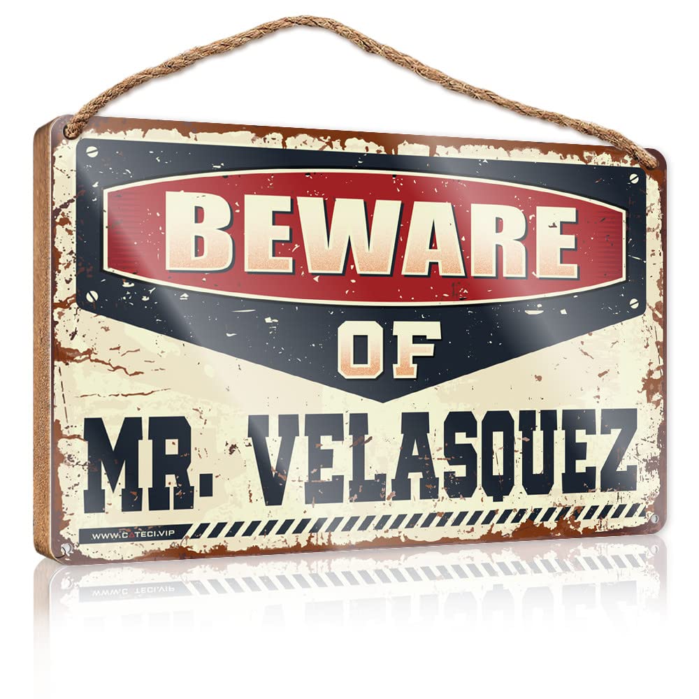 Dtha One Color Signs And Plaques Beware Of Mr. Velasquez Wooden Sign Home Decor Farmhouse Fall Door Decor(15X28cm)