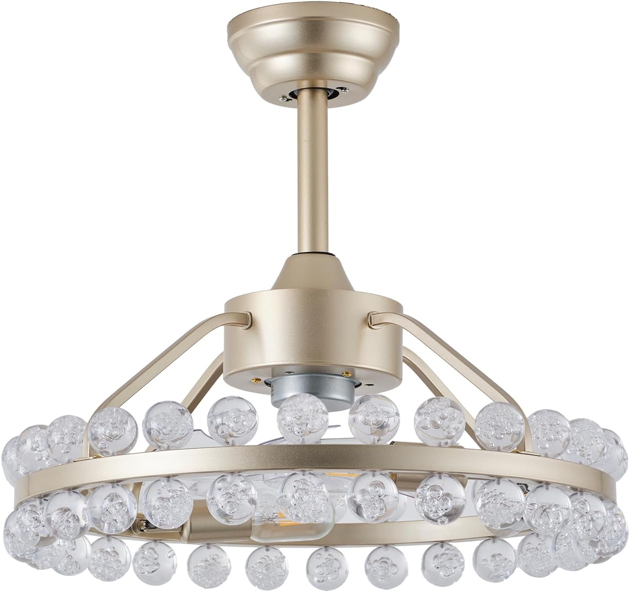 20in Gold Fandelier Ceiling Fan with Light and Remote,Crystal Mid-Century Modern Ceiling Fan with 6-Speed Reversible Airflow for Living Room,Dining Room,Bedroom