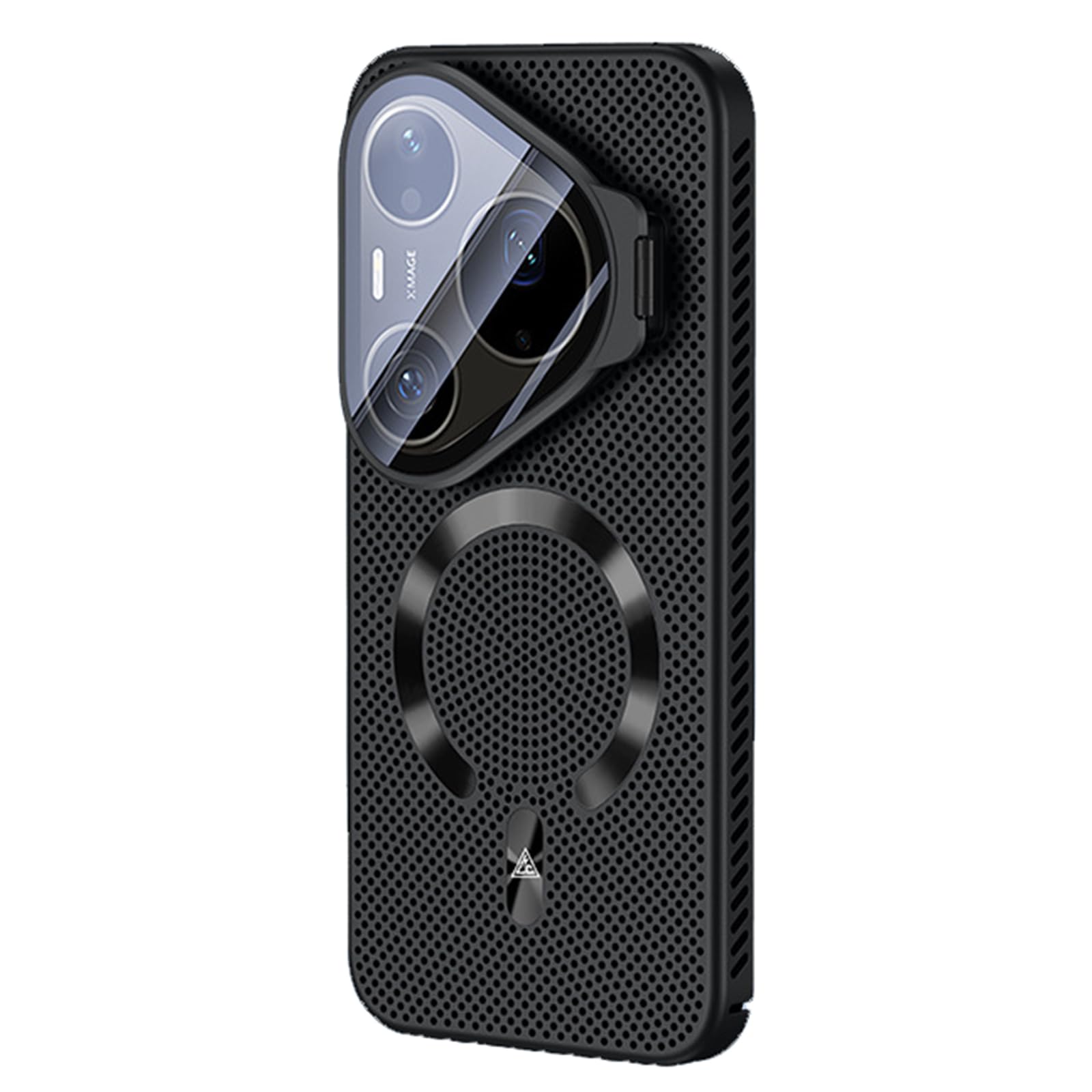 Mfaoshi Black Magnetic Case For Huawei Pura 90 Pro Max/90 Pro, Frosted Heat Dissipation Phone Case All-Inclusive Lens Protection Kickstand Cover,,90 Pro Max
