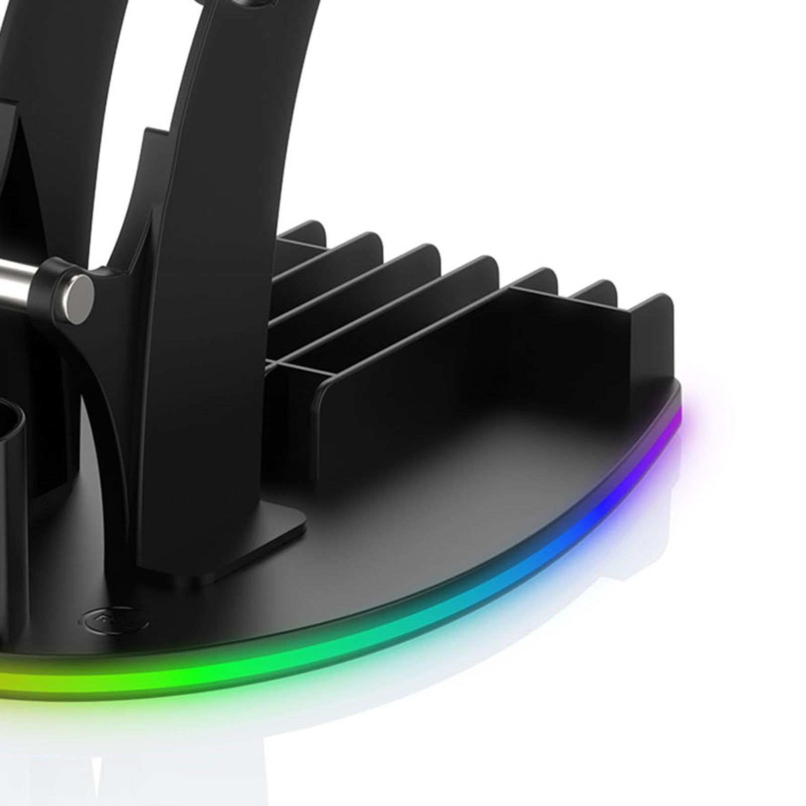 Tosuny Supporto per Controller 4 in 1 con Luce RGB per 2, Base da | Game Controller Stand with Headphone Hanger, Media Remote Holder, Game Discs Storage Bracket, Type C Powered