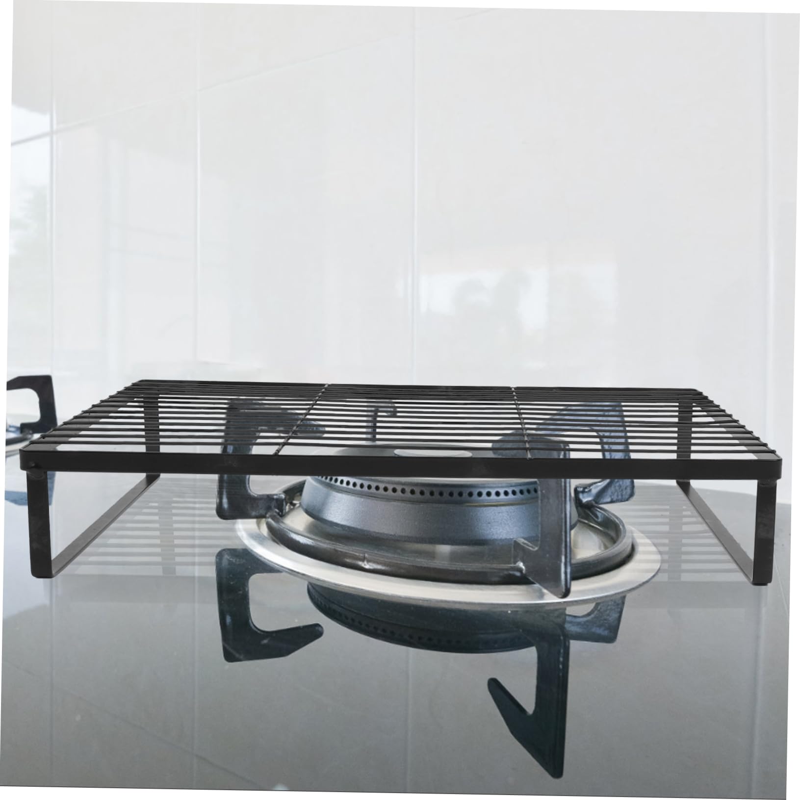 Supporto Per Fornello a Induzione e Copertura Superiore Del Piano Cottura Cucina, Griglia in Metallo Resistente Per Riporre Utensili e Pentole, Organizer Da Tavolo Per Uso Domestico