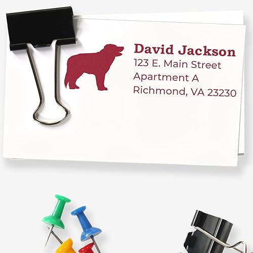 Miniatura 8 de Border Collie - Sello de dirección personalizado con mango de madera, utiliza almohadilla de sello, perfecto para amantes de mascotas, diseño