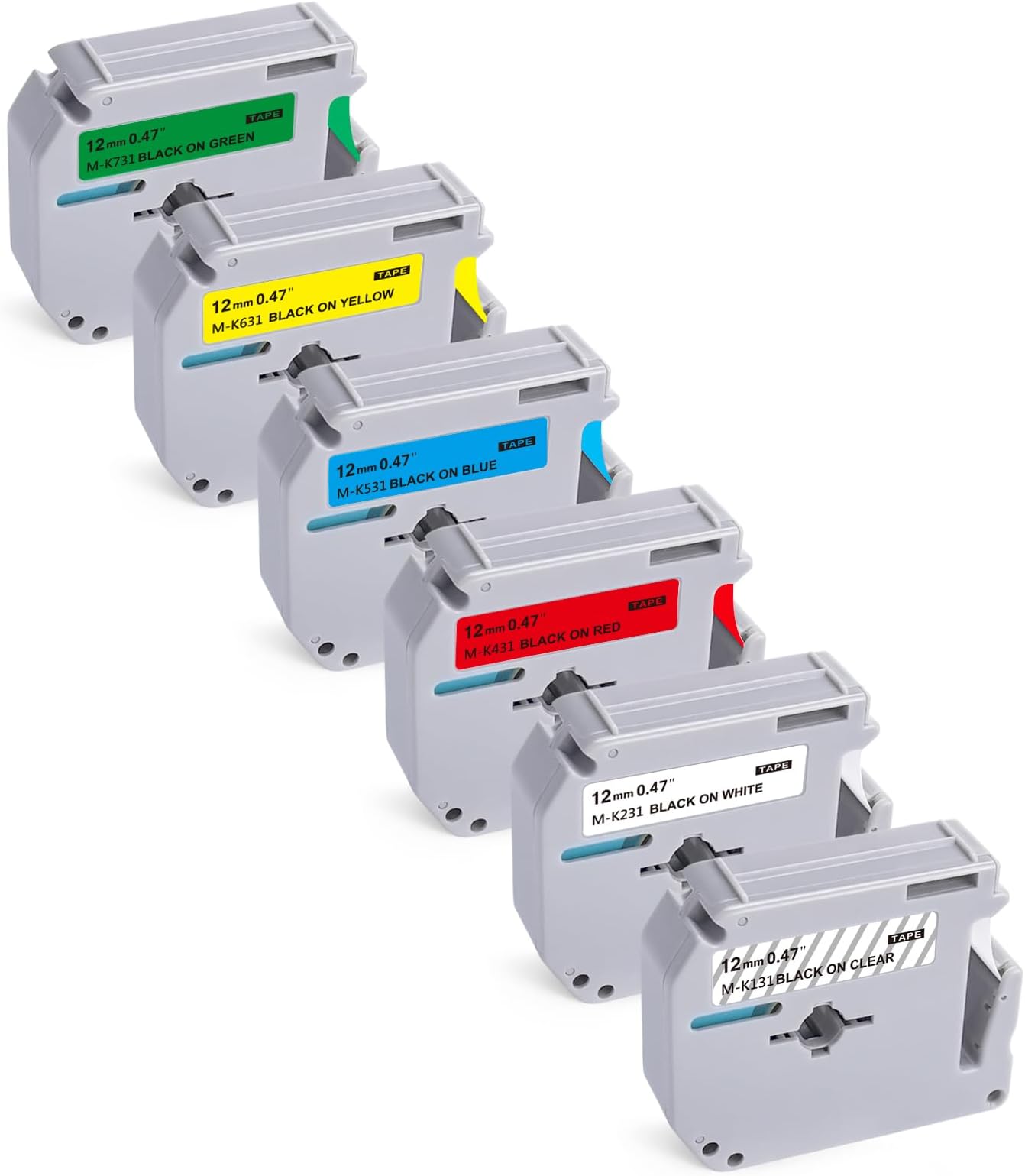 6-Pack Compatible with Brother P-Touch M-231 M Tape M-K 131 MK 231 431 531 631 731 Label Tape for Brother PT-65 PT-90 PT-M95 PT-70BM PT-45 Label Maker Tape 12mm 0.5 Inch x 26.2 Ft