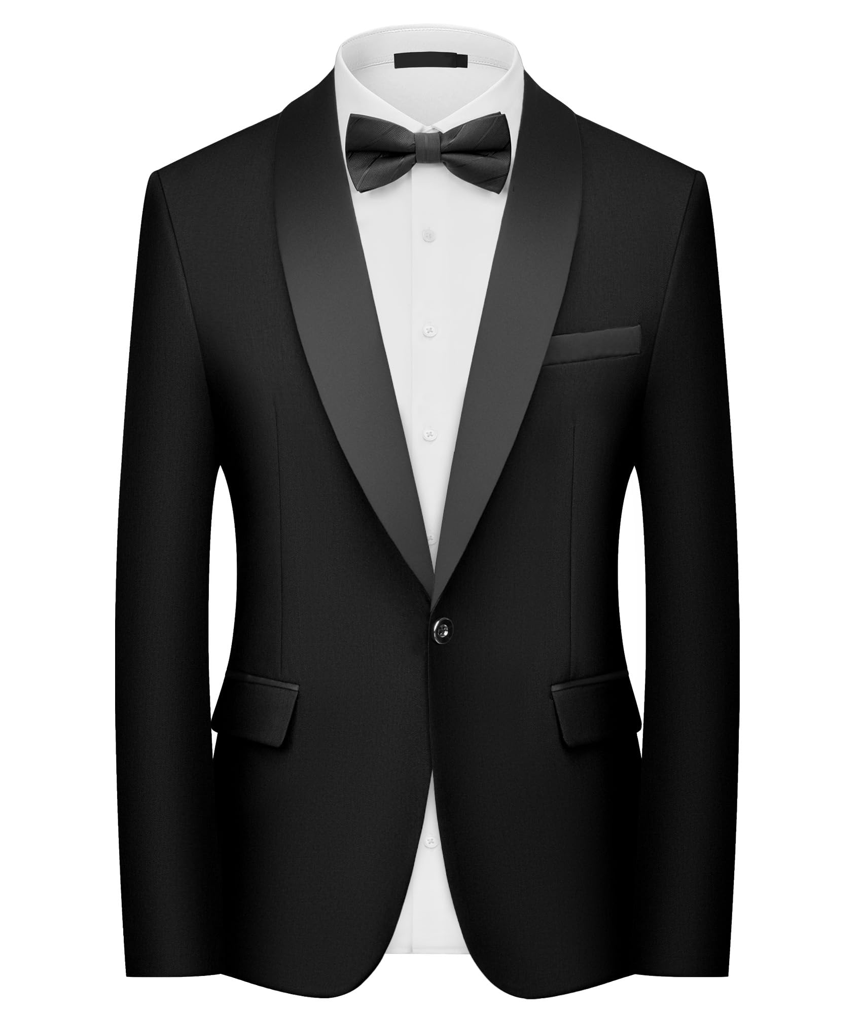Sakko Herren Slim Fit, Eleganter Blazer mit Schalkragen, Einknopf-Anzugjacke für Hochzeit Business Party, Moderner Herrenblazer Einzeln