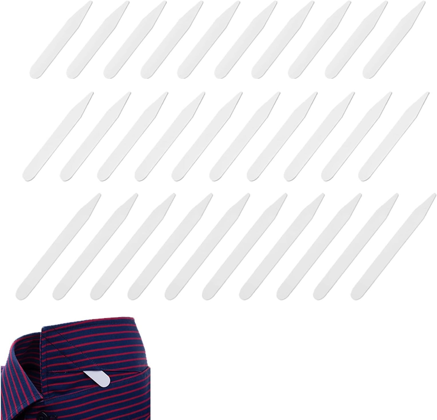 30 pcs Shirt Collar Stiffeners, 3 Size Plastic White Smooth Shirt Collar Stiffeners Collar Stays Stiffener Fabric Stiffener Collar Extender for Home Use Organizing Travel Mens Dress Shirt