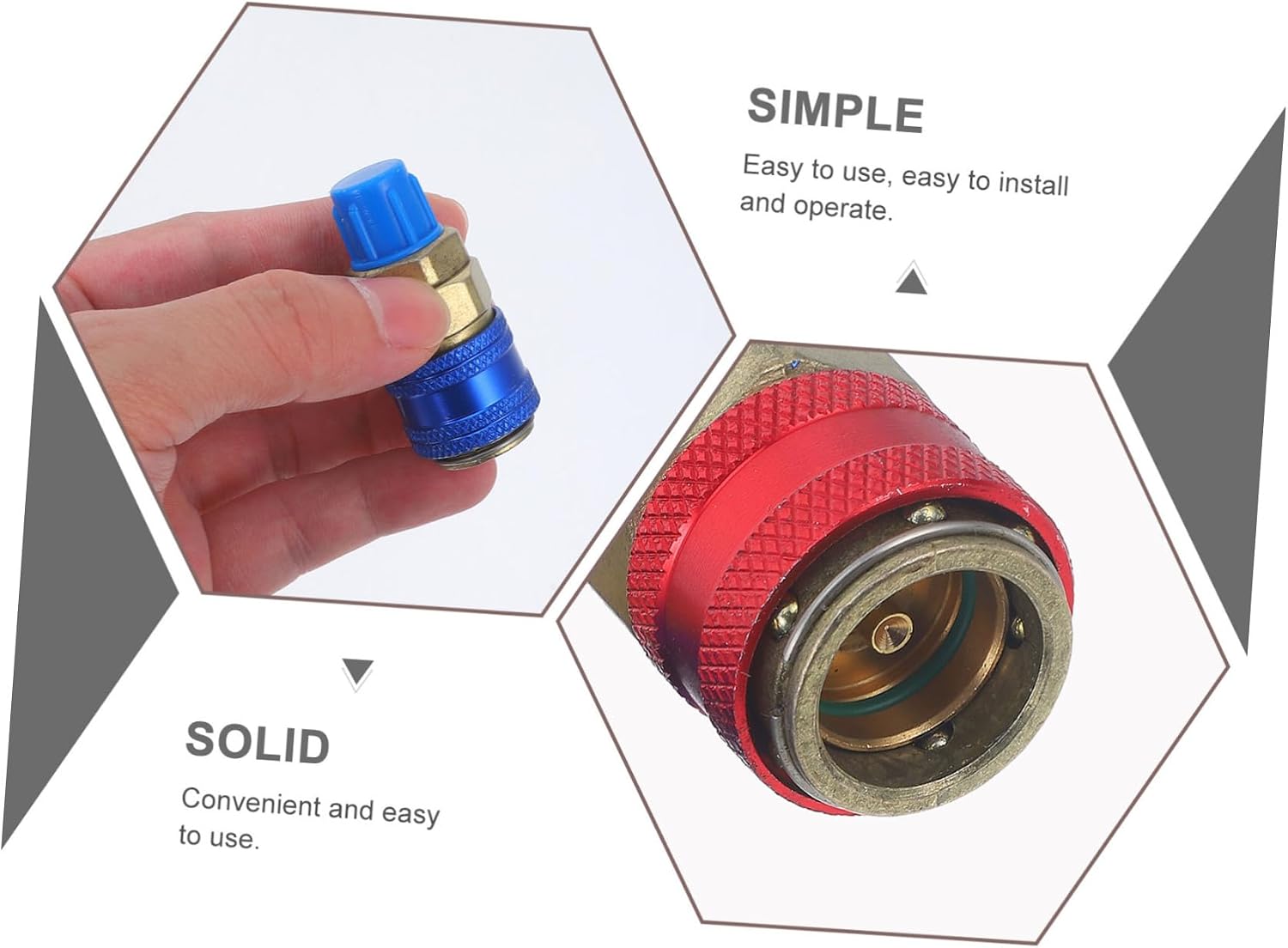 ABOOFAN 1Pair Adapter Hose Fitting Quick Couplers for Automotive Air Conditioning Systems Copper Connectors with Leak Design Compatible with Refrigerant