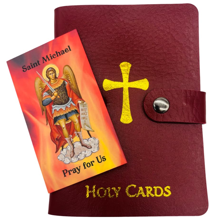 Amazon.com: Holy Card Holder Set 20 Sleeves Per Booklet with Saint Michael Prayer  Card : Office Products