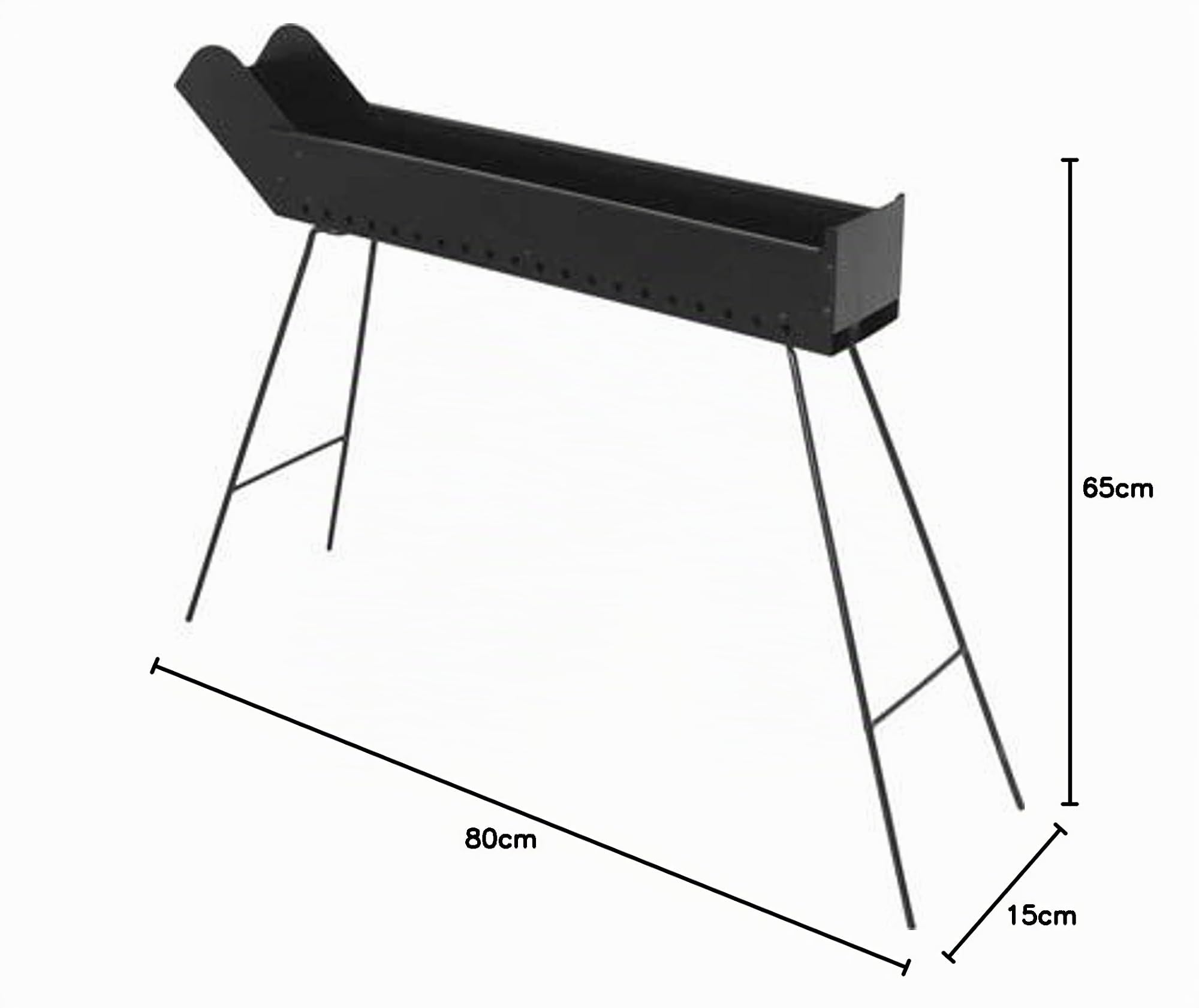Barbecue a carbonella per arrosticini richiudibile cuocispiedini 80x15 H cm 65