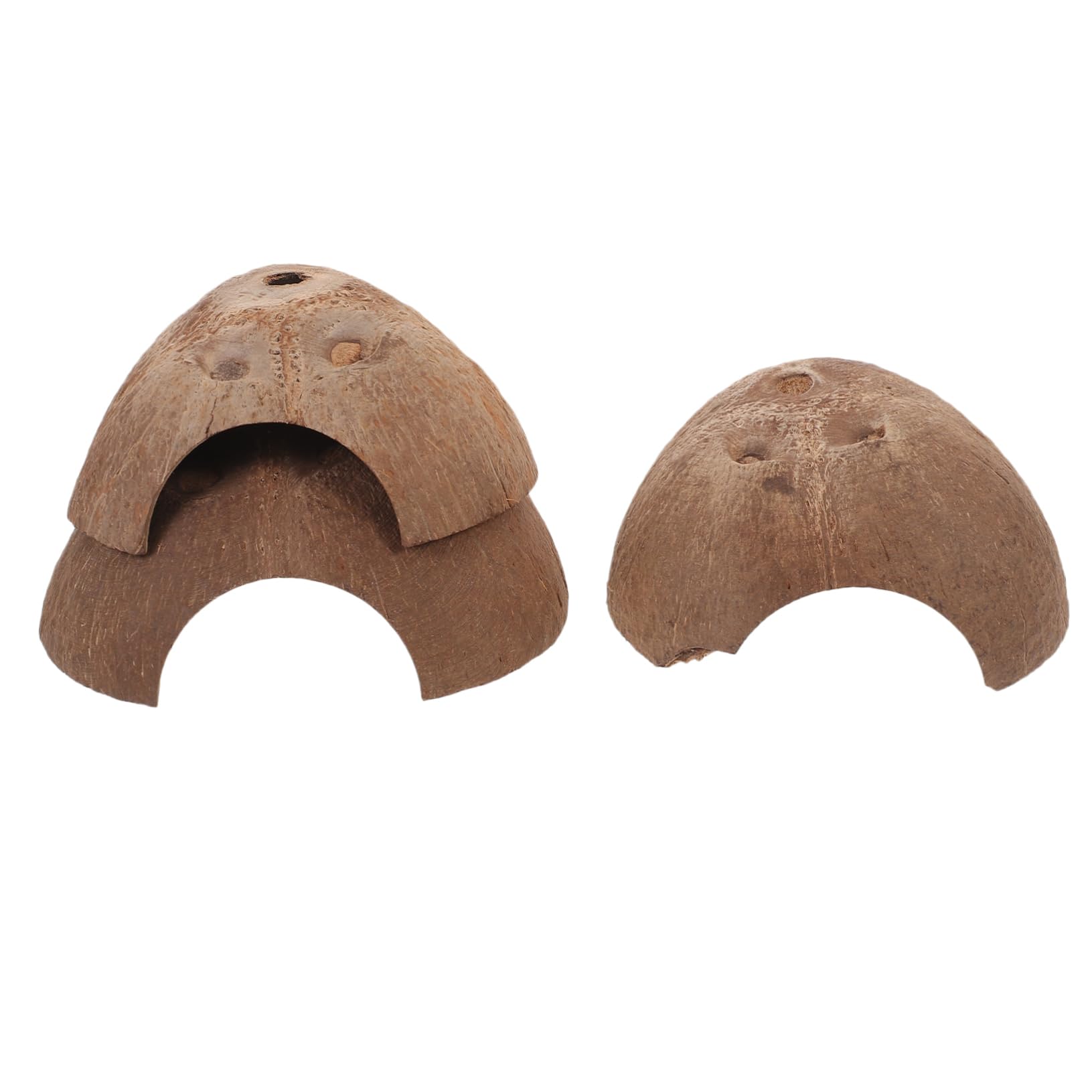 Mipcase Sturdy Reptile Supplies: 3 Pack Coconut Shell Decorative Hideouts for Small Pets