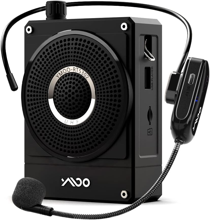 YMOOMini Voice Amplifier with UHF Wireless Microphone Headset, 165ft Long Distance,10w Powerful Penetrating Sound Portable Speaker for Teachers/Yoga/Tour Guide/Meeting/Mall