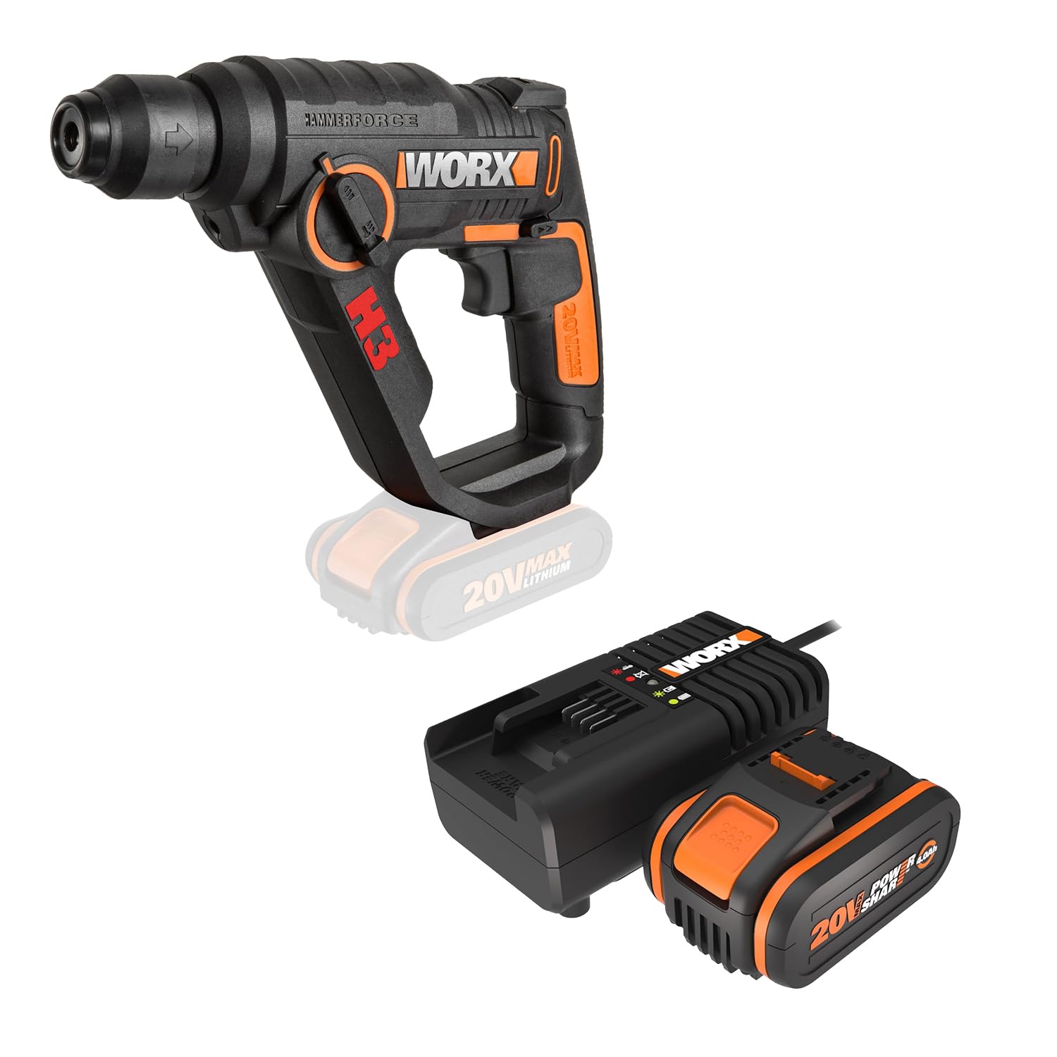 WORX Pack Marteau perforateur sans fil 20V WX390.9