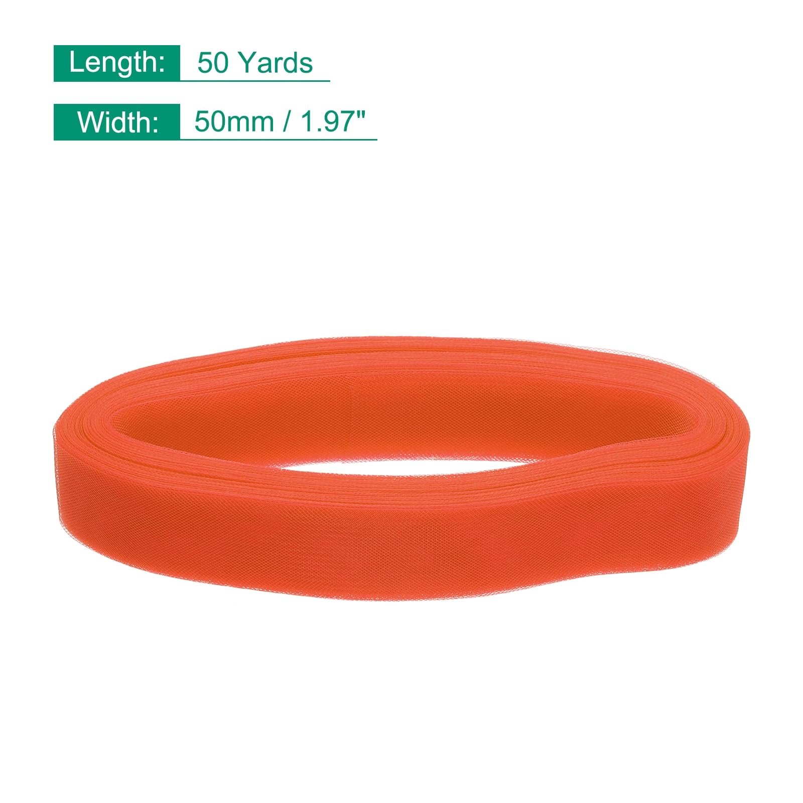 sourcing map Treccia rigida in crine di cavallo, 50 metri, larga 5 cm, per disossare abiti da sposa, abiti da ballo, accessori per abiti formali, arancione fluorescente