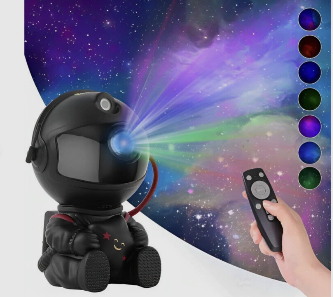 ZELLUMAX Astronaut Galaxy Projector Black | 360° Rotating Star Night Light | 8 Nebula Effects Remote Control Ceiling Lamp for Gaming Room Bedroom Adults Kids