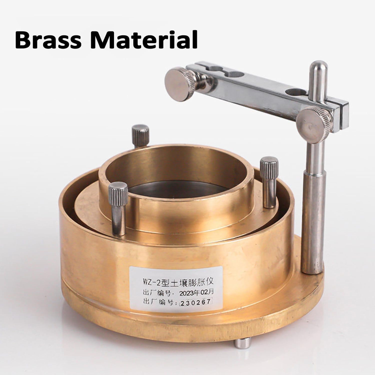 Probador de tasa de hinchazón del suelo con taza de medición de latón, aparato de prueba de expansión de suelo desmontable para aplicaciones de laboratorio y análisis geotécnico del suelo, herramienta