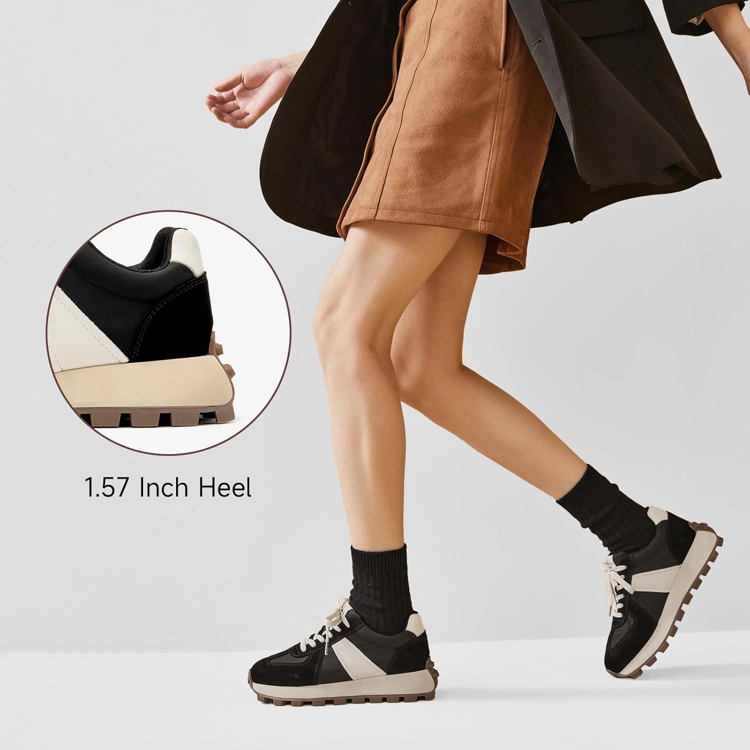 BEAU TODAY Fashion Sneakers for Women Genuine Leather Casual Tennis Shoes Retro Comfortable Non-Slip Wide Walking Shoes for Gym - Image 2