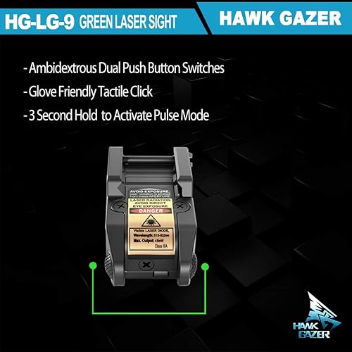 Miniatura 4 de LG9 Vista láser verde recargable de bajo perfil, para pistola, pistola, rifle con rieles