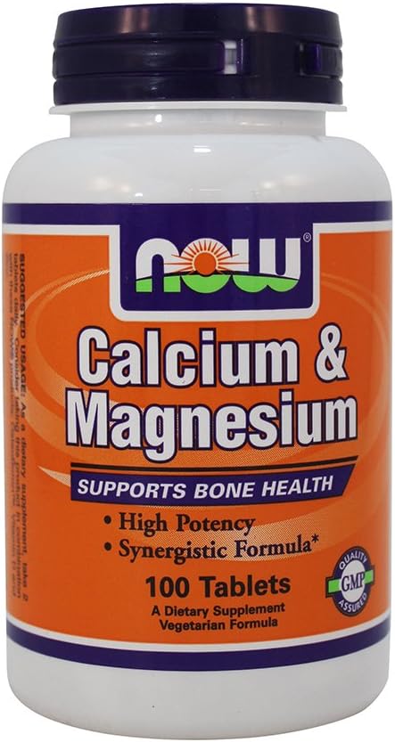 NOW Calcium/Magnesium 1000/500 mg, 100 Tablets (Pack of 3)