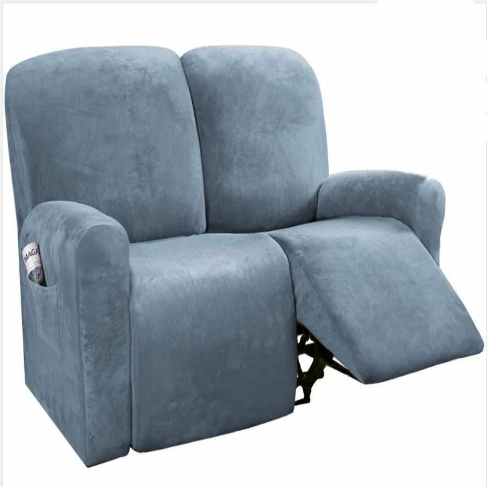 LightintheboxCouch Cover Loveseat Slipcovers for 2 Cushion Couch High Stretch Velvet Fabric Sofa Furniture Protector Cover Sofa Covers for Living Room for Dogs（Dusty Blue）