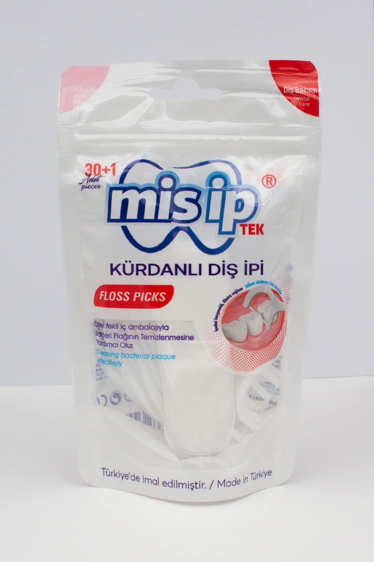 Mis İp 30+1 Tek Tek Paketli Seyahat Kılıfı Hediyeli Kürdanlı Diş Ipi