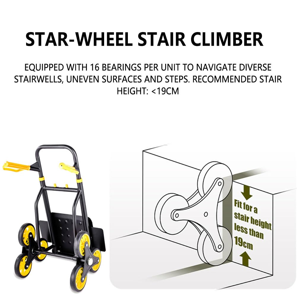 Camión de carga para escalera, camión de mano resistente con capacidad de 250 kg, perfecto para centros comerciales, almacenes y mudanzas, carrito de transporte fácil de escaleras