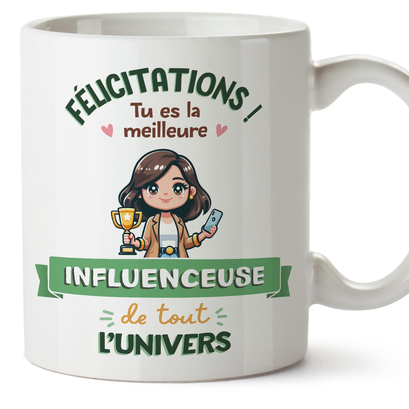MUGFFINS Influencer Woman Mug - in French - Meilleur Univers Trophée - Funny Gift for Colleagues - Ceramic 11oz Mug — image 1