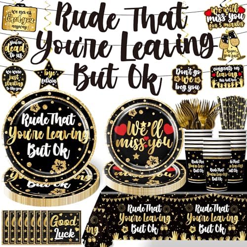 THAWAY Farewell Party Decorations Kit - Rude That You're Leaving But OK Banner & Balloons
