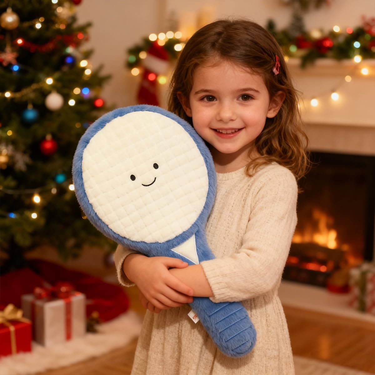 Cute Tennis Racket Plush Pillow Soft Tennis Stuffed Animal Cute Sports Decor, Unique Tennis Gifts for Teen Girls Boys