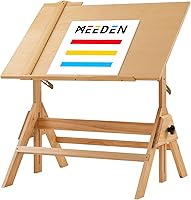 MEEDEN Adjustable Wood Drafting Table 35.5x23.5" Tiltable Art Desk with Height Adjustment, Pencil Ledge & T-Square for Artists