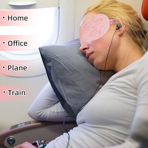 Miniatura 2 de 6 máscaras de felpa suaves y esponjosas para dormir, con la venda de los ojos, cómoda parte trasera de satén, nueva cubierta de piel sintética para