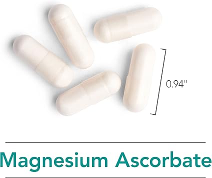 NutriCology Magnesium Ascorbate - Buffered Vitamin C Supplement - Delivers 1000 mg Stomach-Friendly & Non-Acidic Vitamin C - Vegetarian & Hypoallergenic - 50 Servings - 100 Capsules