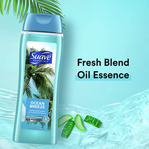 Suave Essentials Gentle Body Wash Ocean Breeze 6 Count With A Fresh Oil Blend Essence Infused With Vitamin E & Algae Extract 18 Oz #TOP6