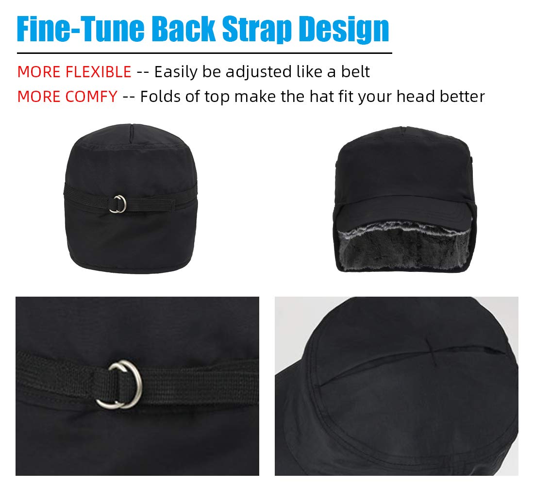 Gisdanchz Casquette Hiver avec Cache Oreille Pliable - Entièrement Doublé de Fausse Fourrure Chaud