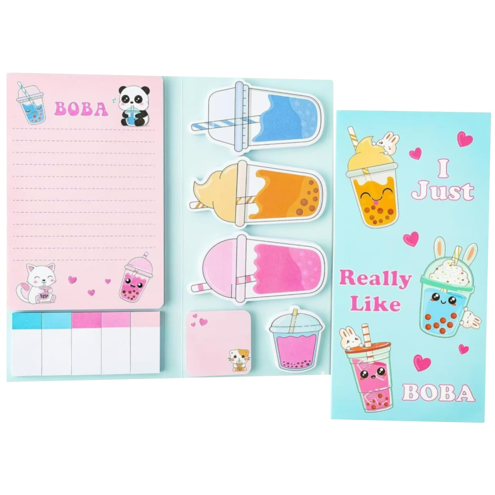 550 Sheets Cute Milk Tea Shaped Self Adhesive Sticky Notes Set, Milk Tea Memo Pads for Writing Page Markers, Home Office School Supplies Gifts for Teacher Student Kids