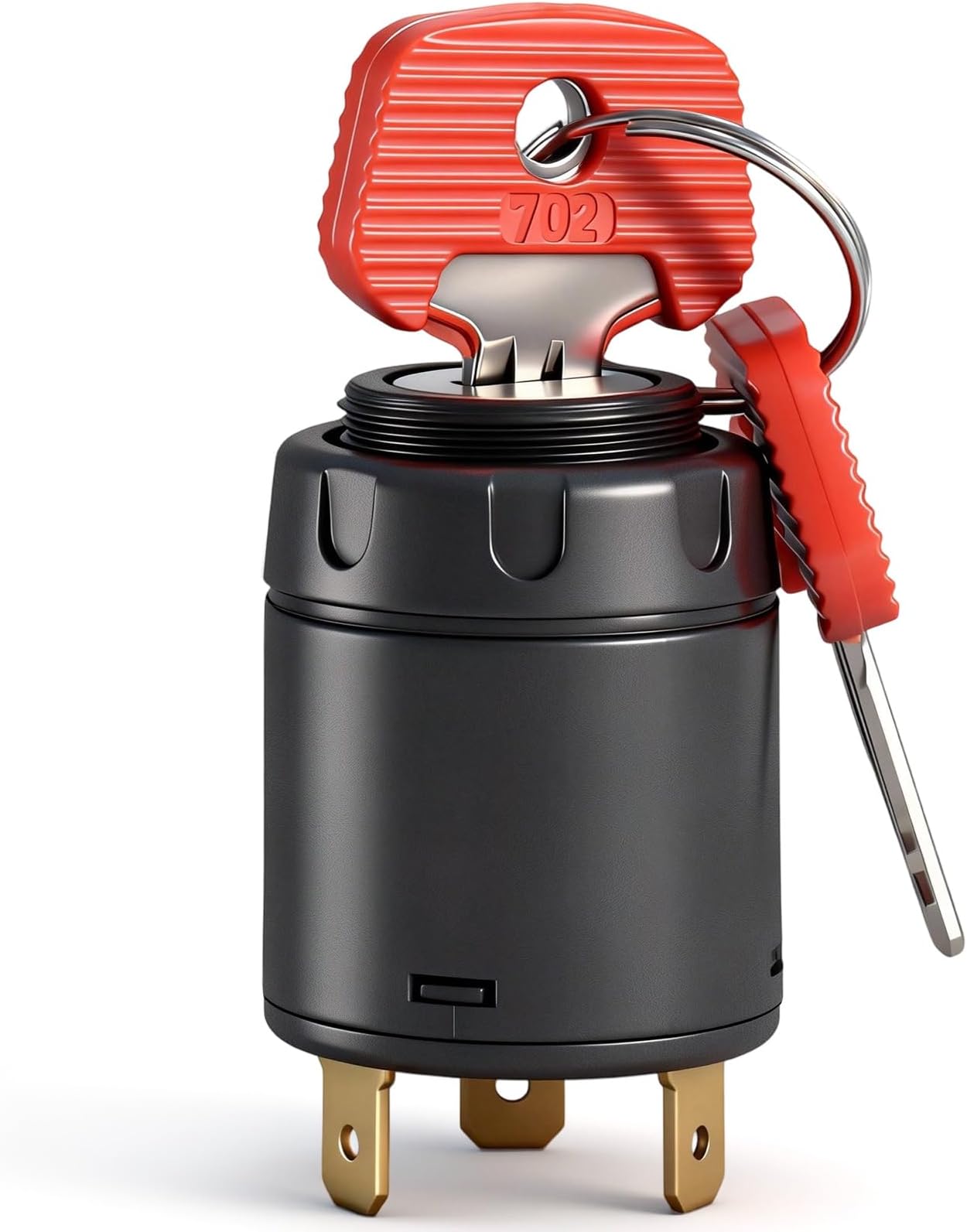 Ignition Starter Switch 28526100 (with 702 Key) - Compatible with Jungheinrich Forklift, 4-Position, Flat Terminals, Panel-Mount, with 2 Keys