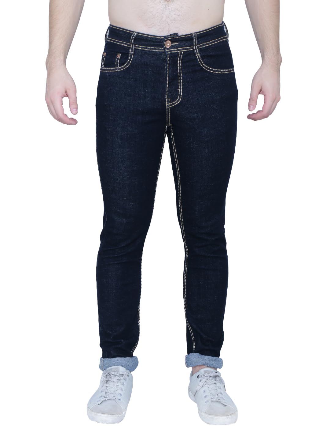 AwackDenim Contrast Big Stitch 5 Pocket Jeans Pant for Men