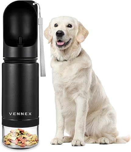 Miniatura 1 de Botella de agua portátil de acero inoxidable a prueba de fugas, boca ancha, dispensador de agua sin BPA para perros medianos y pequeños, cachorros 2