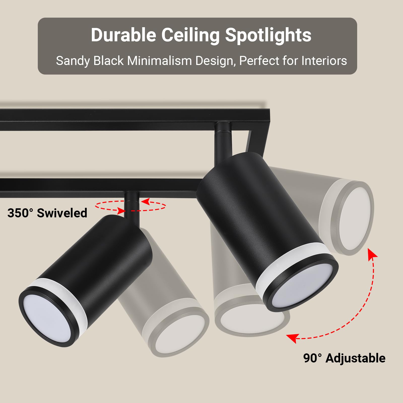 Dehobo Lampada Faretti LED da Soffitto Orientabili, Faretti da Parete Interno GU10 Nero, Moderna Plafoniera 6 Luce, Parete Interno per Barra Cameretta Cucina, Senza Lampadina