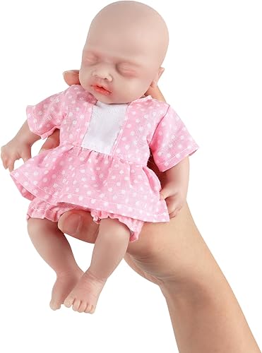 Vollence Muñeca bebé de silicona de cuerpo completo de 7 pulgadas, muñeca pequeña realista Mini muñeca Reborn Surprice para niños, juguetes