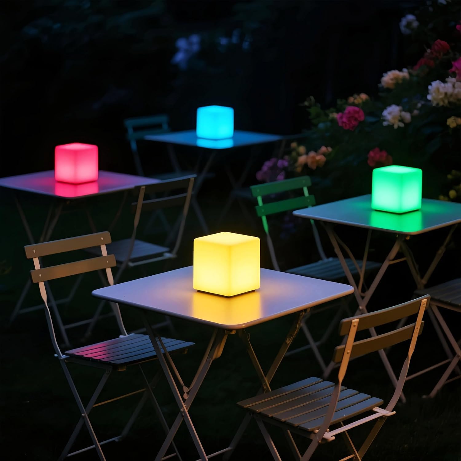 Mr.Go Luce notturna a LED da 15,2 cm, cubo luminoso per bambini, con telecomando, 16 colori RGB, luminosità dimmerabile, 4 modalità di cambio colore, ricaricabile tramite USB, lampada da comodino per
